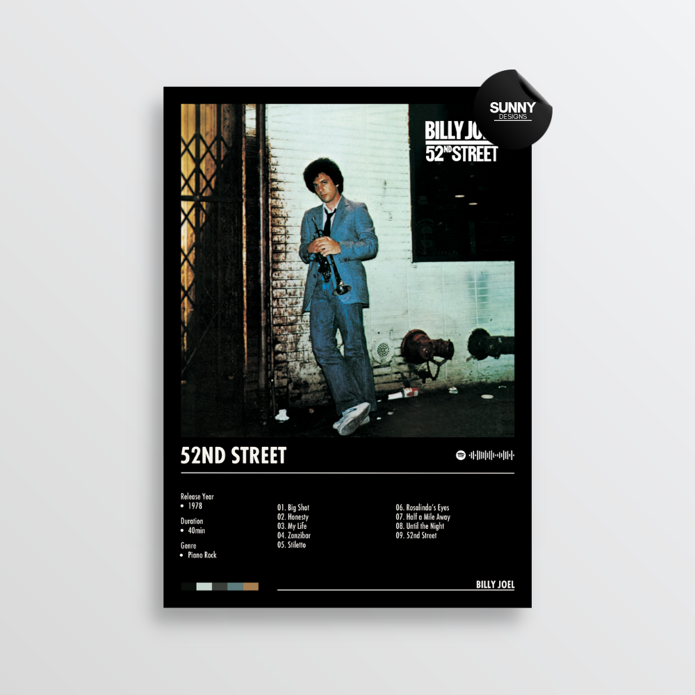 Billy Joel 52nd Street merch custom album cover poster music poster personalized gifts poster mockup poster template album posters for wall Sunny Designs Poster 