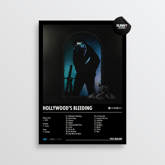 Post Malone Hollywood's Bleeding merch custom album cover poster music poster personalized gifts poster mockup poster template Sunny Designs Poster