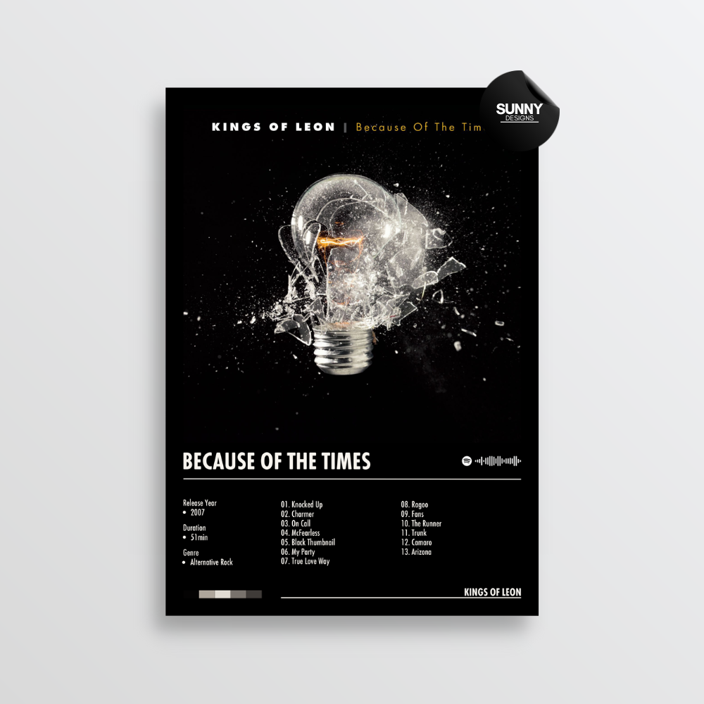 Kings of Leon Because Of The Times tracklist merch custom album cover poster music poster personalized gifts poster mockup poster template album posters for wall Sunny Designs Poster 