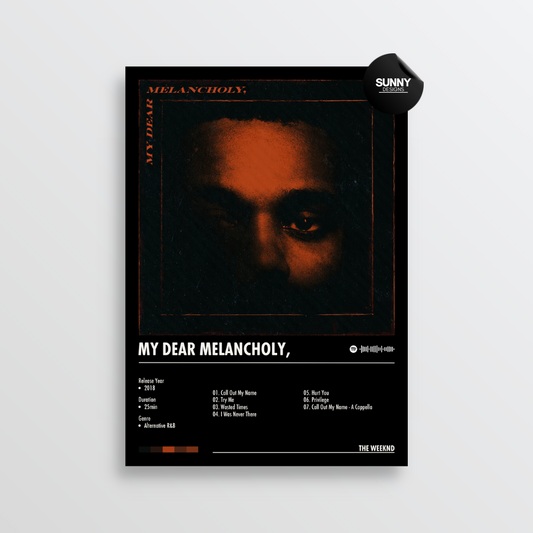 The Weeknd My Dear Melancholy merch custom album cover poster music poster personalized gifts poster mockup poster template Sunny Designs Poster 