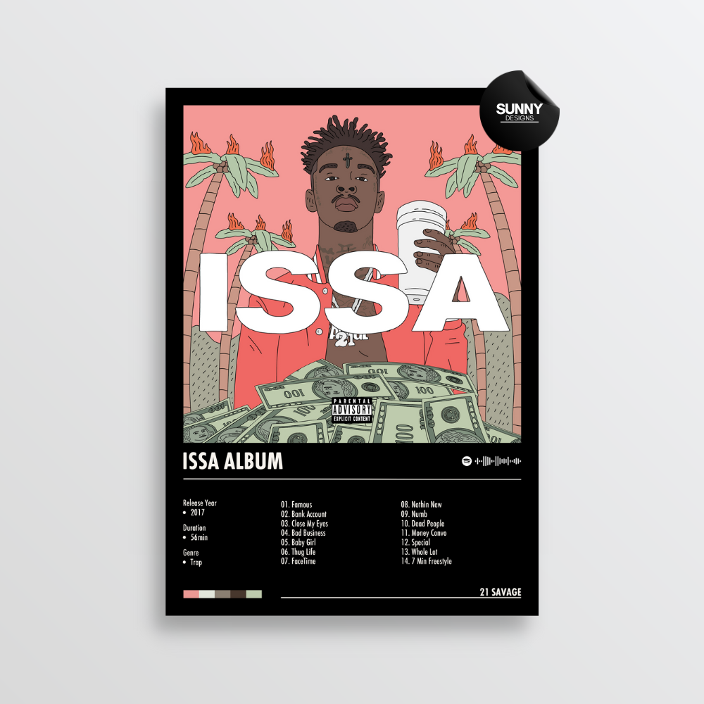 21 Savage Issa Album merch custom album cover poster music poster personalized gifts poster mockup poster template album posters for wall Sunny Designs Poster