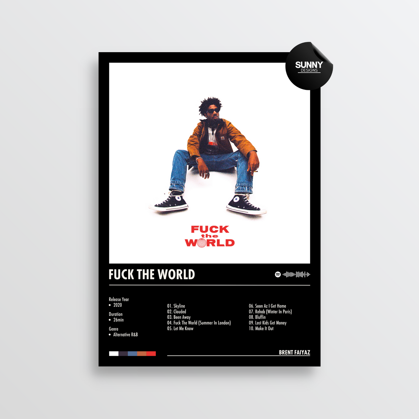 Brent Faiyaz Fuck The World merch custom album cover poster music poster personalized gifts poster mockup poster template Sunny Designs Poster 