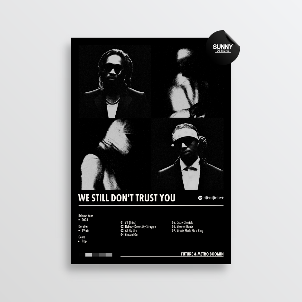 Future & Metro Boomin WE STILL DON'T TRUST YOU merch custom album cover poster music poster personalized gifts poster mockup poster template album posters for wall Sunny Designs Poster 