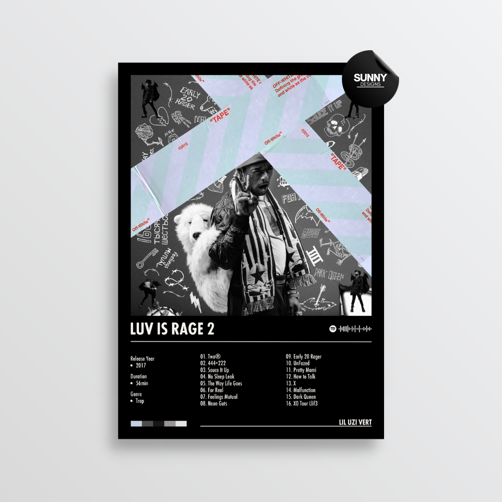 Lil Uzi Vert Luv Is Rage 2 merch custom album cover poster music poster personalized gifts poster mockup poster template Sunny Designs Poster 