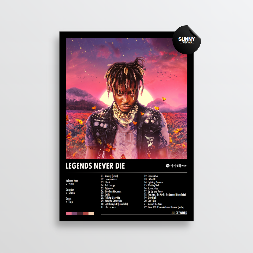 Juice WRLD - Legends Never Die | Album Cover Poster – Sunny Designs Posters