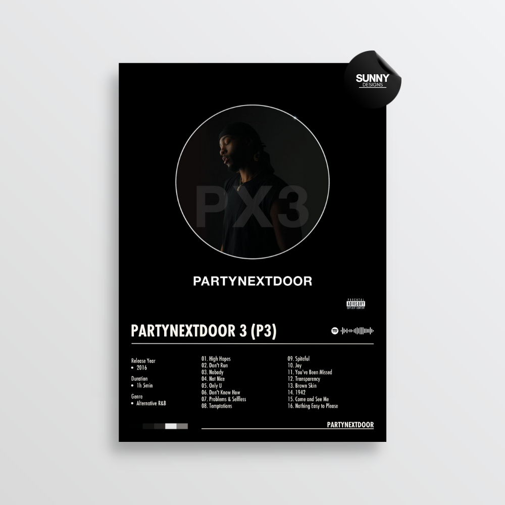 PARTYNEXTDOOR PARTYNEXTDOOR 3 (P3) merch custom album cover poster music poster personalized gifts poster mockup poster template album posters for wall Sunny Designs Poster 