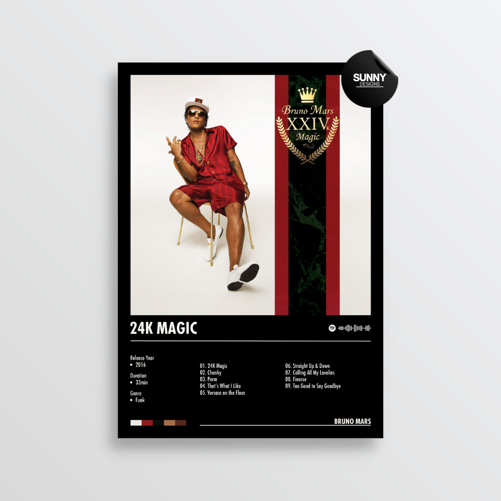 Magic Album Bruno Mars - 24K Magic | Album Cover Poster – Sunny Designs Posters