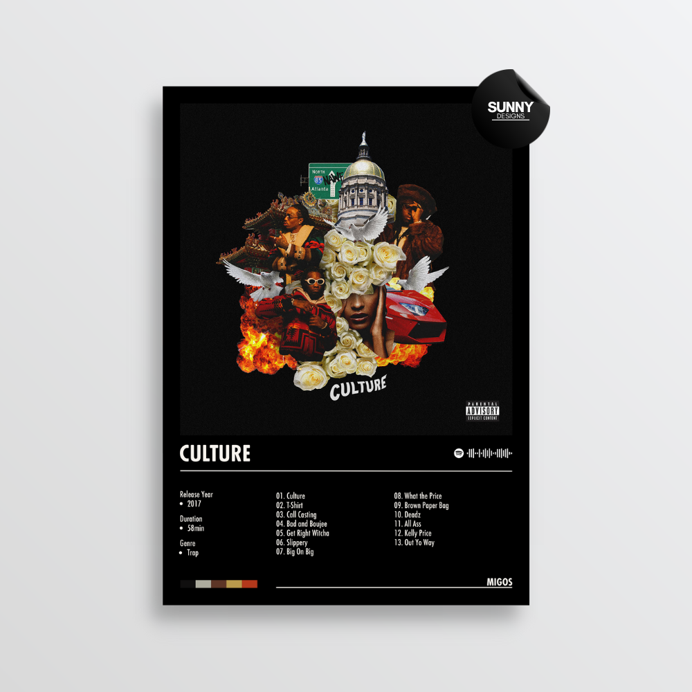 Migos Culture merch custom album cover poster music poster personalized gifts poster mockup poster template album posters for wall Sunny Designs Poster 