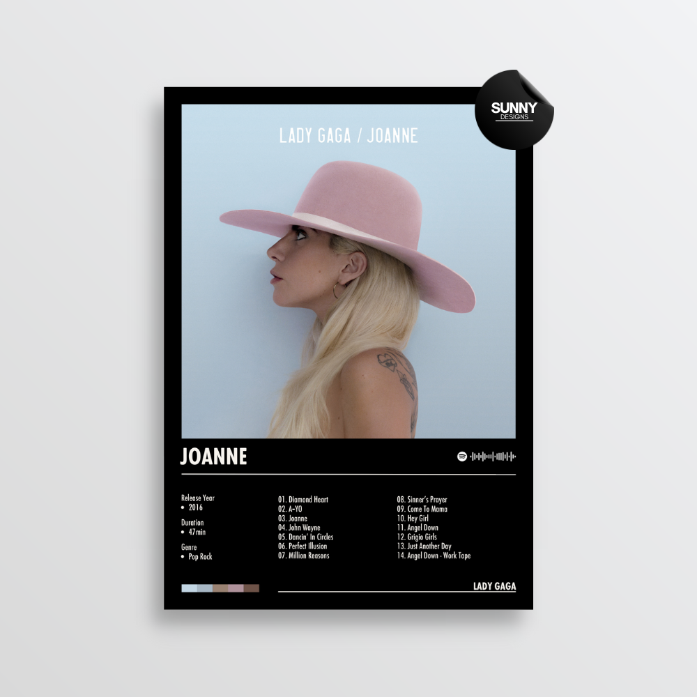 Lady Gaga Joanne merch custom album cover poster music poster personalized gifts poster mockup poster template album posters for wall Sunny Designs Poster 