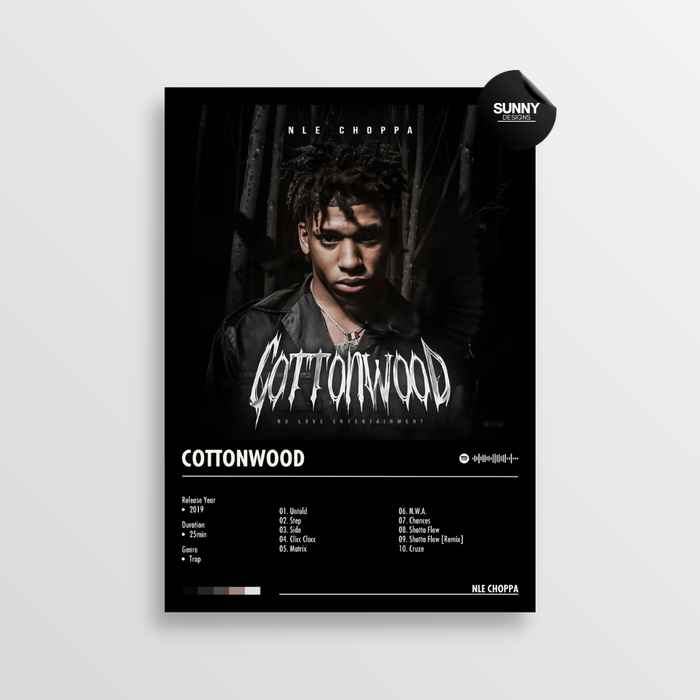 NLE Choppa Cottonwood merch custom album cover poster music poster personalized gifts poster mockup poster template album posters for wall Sunny Designs Poster 