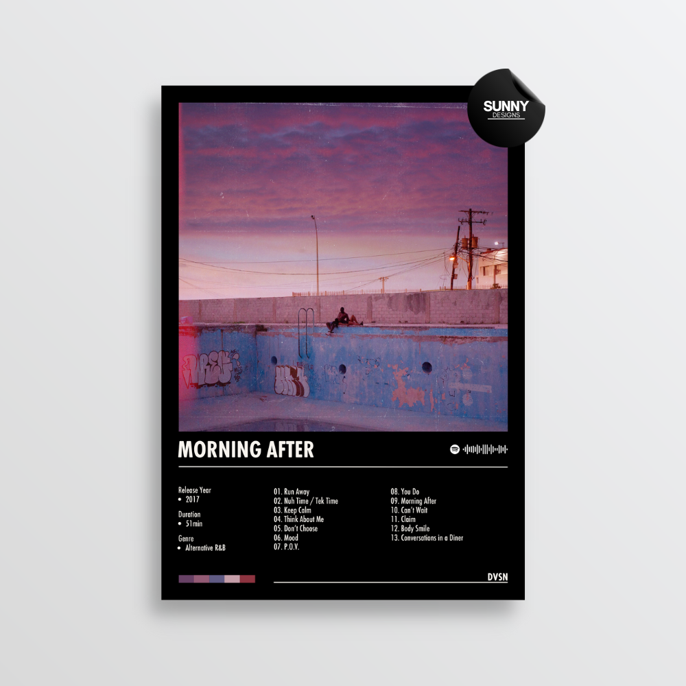 dvsn Morning After merch custom album cover poster music poster personalized gifts poster mockup poster template album posters for wall Sunny Designs Poster 