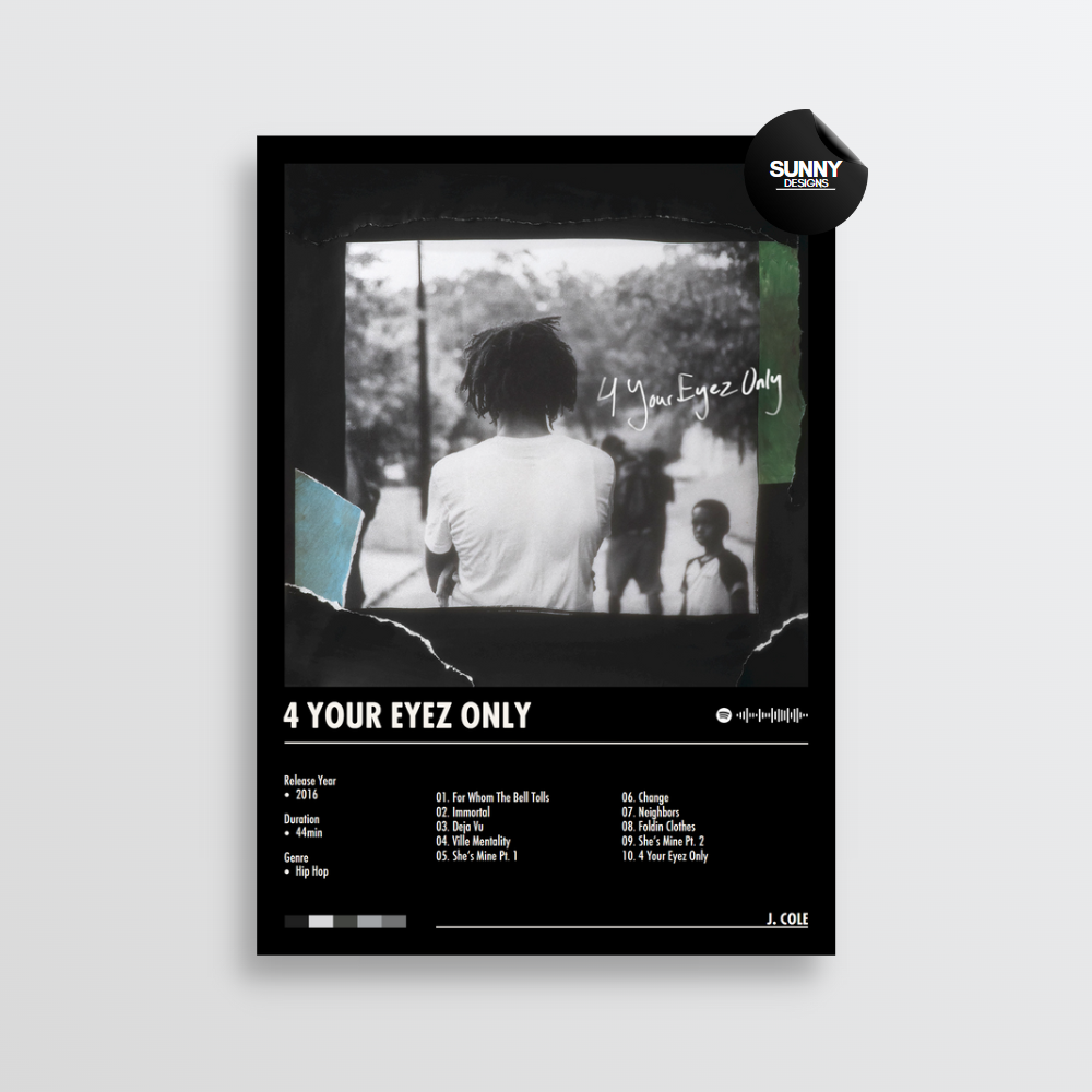 J. Cole 4 Your Eyez Only merch custom album cover poster music poster personalized gifts poster mockup poster template Sunny Designs Poster