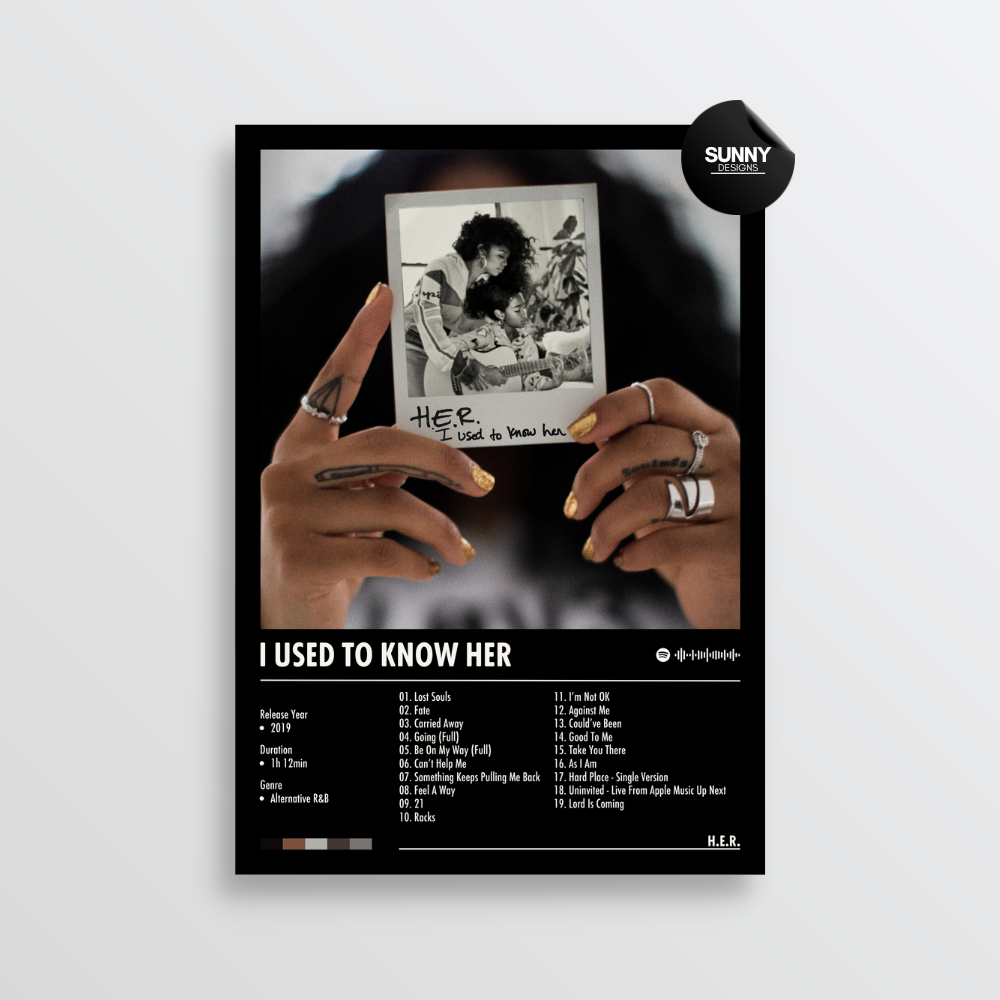 H.E.R. I Used To Know Her merch custom album cover poster music poster personalized gifts poster mockup poster template album posters for wall Sunny Designs Poster 