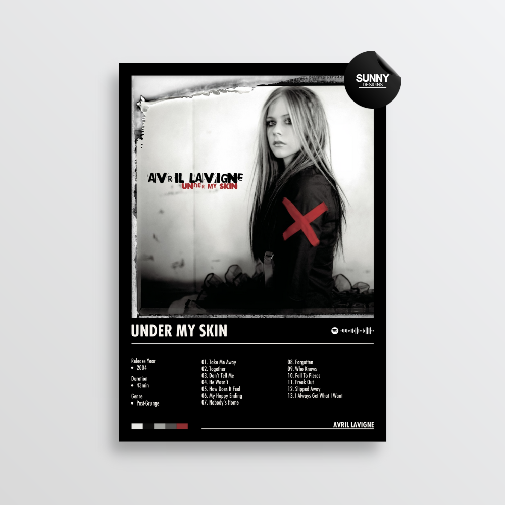 Avril Lavigne Under My Skin merch custom album cover poster music poster personalized gifts poster mockup poster template album posters for wall Sunny Designs Poster 