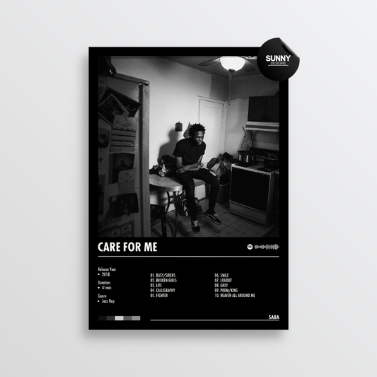 Saba CARE FOR ME merch custom album cover poster music poster personalized gifts poster mockup poster template album posters for wall tracklist Sunny Designs Poster
