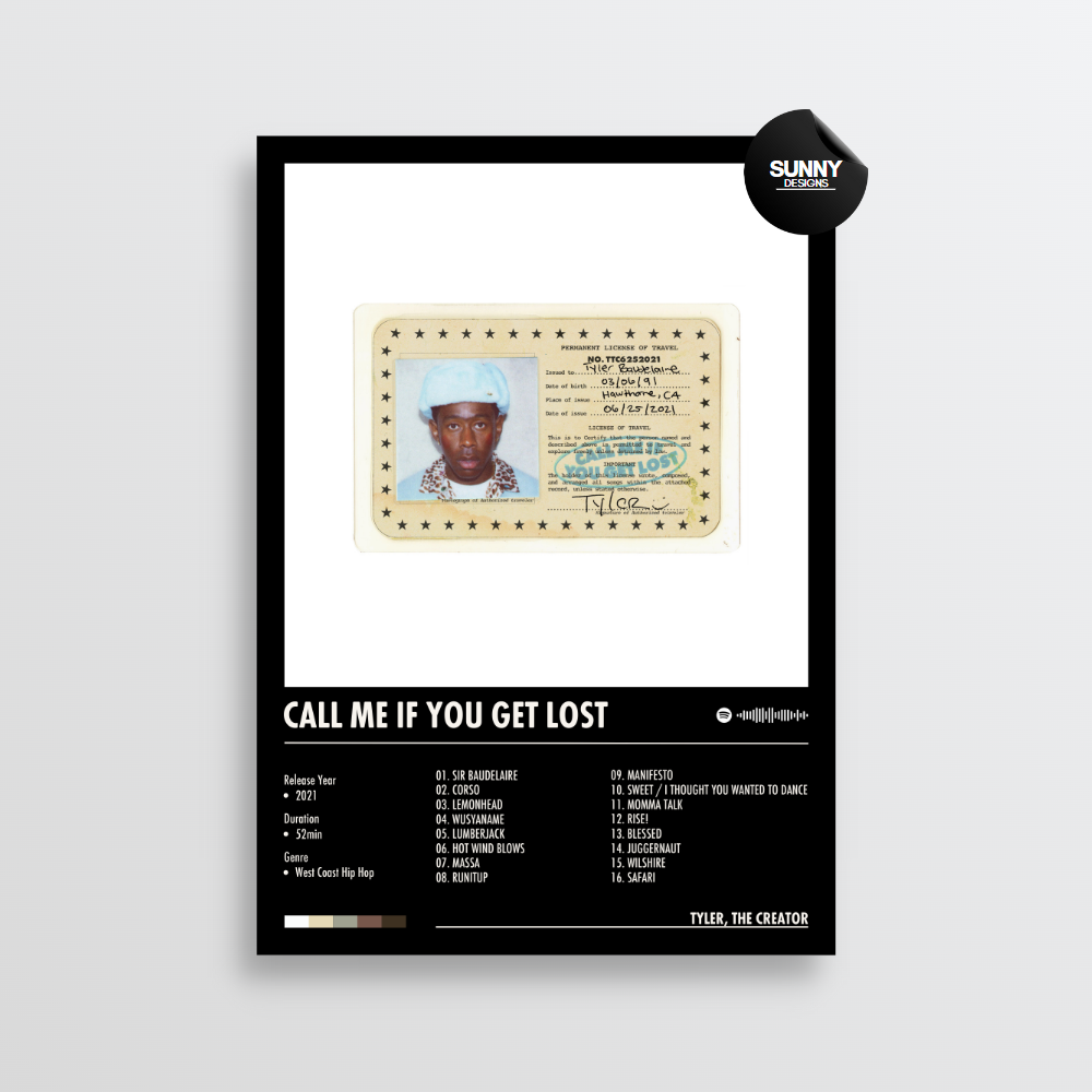 Tyler the Creator CALL ME IF YOU GET LOST merch custom album cover poster music poster personalized gifts poster mockup poster template Sunny Designs Poster