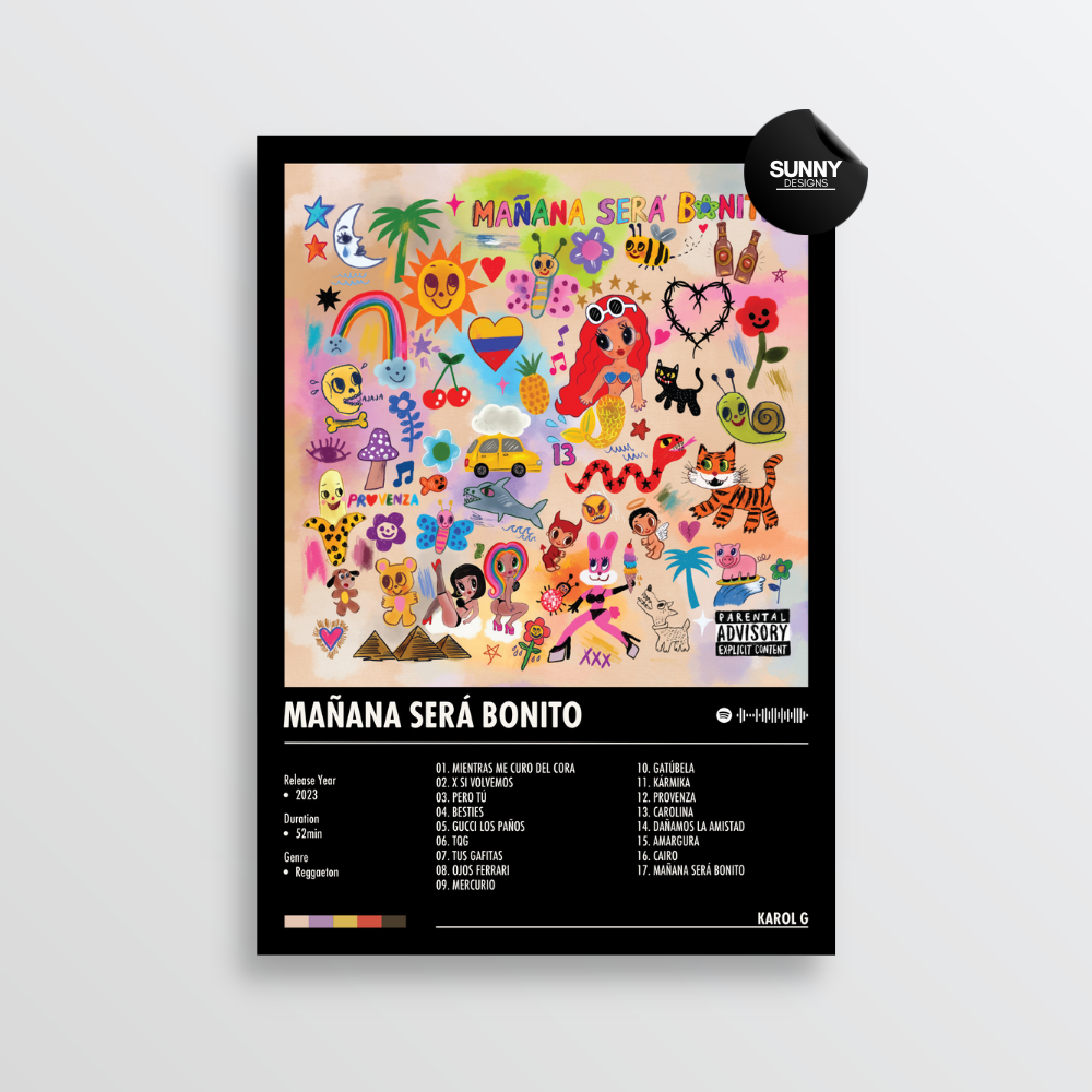 KAROL G MANANA SERA BONITO merch custom album cover poster music poster personalized gifts poster mockup poster template album posters for wall Sunny Designs Poster 