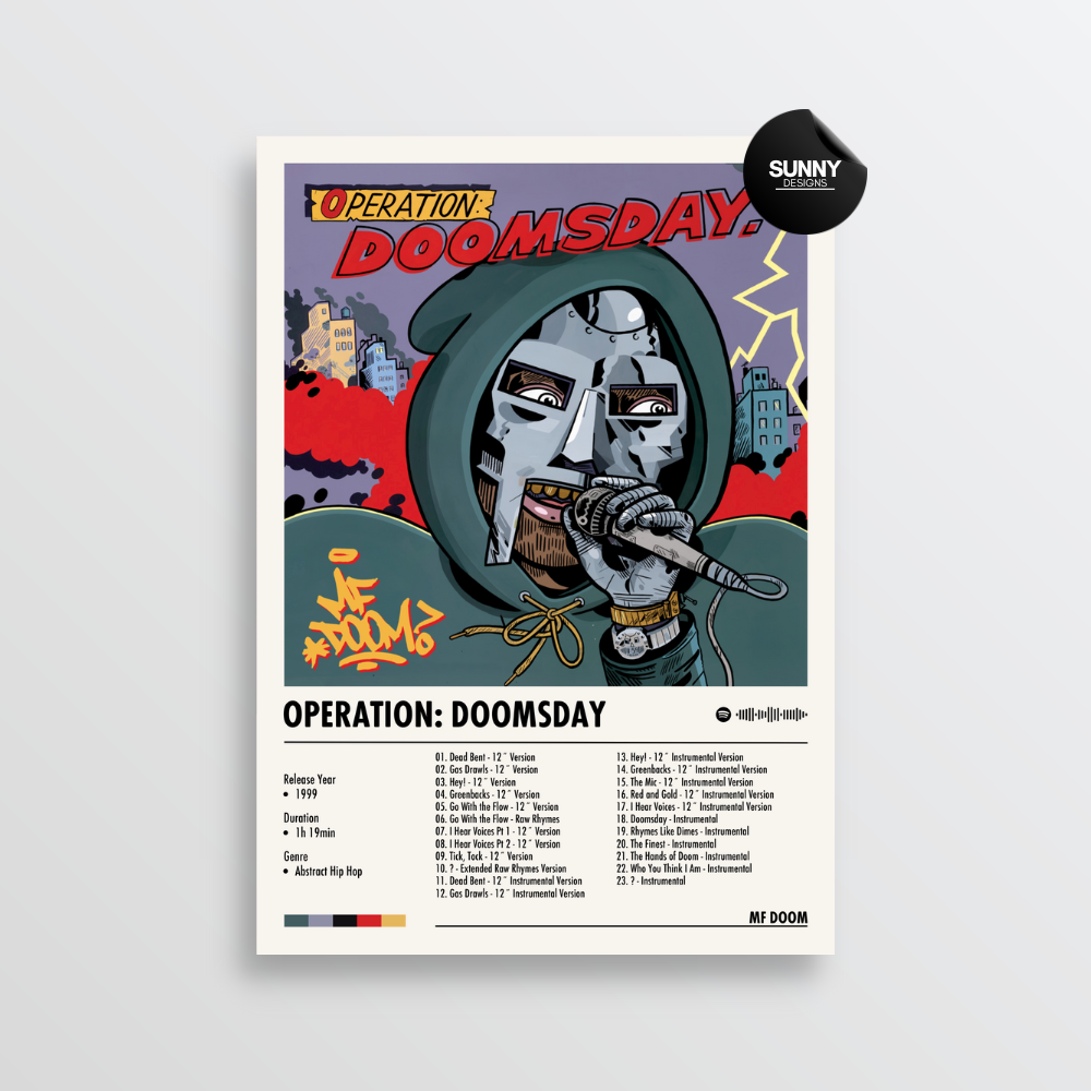 MF DOOM Operation: Doomsday merch custom album cover poster music poster personalized gifts poster mockup poster template Sunny Designs Poster 