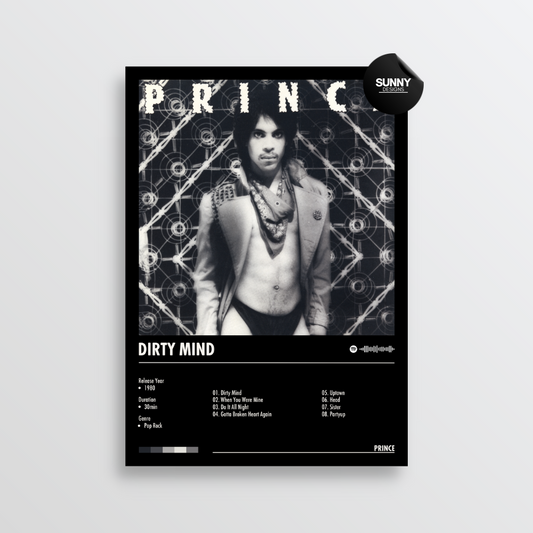 Prince Dirty Mind  merch custom album cover poster music poster personalized gifts poster mockup poster template album posters for wall Sunny Designs Poster 