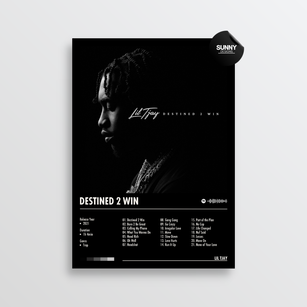 Lil Tjay Destined 2 Win merch custom album cover poster music poster personalized gifts poster mockup poster template Sunny Designs Poster 