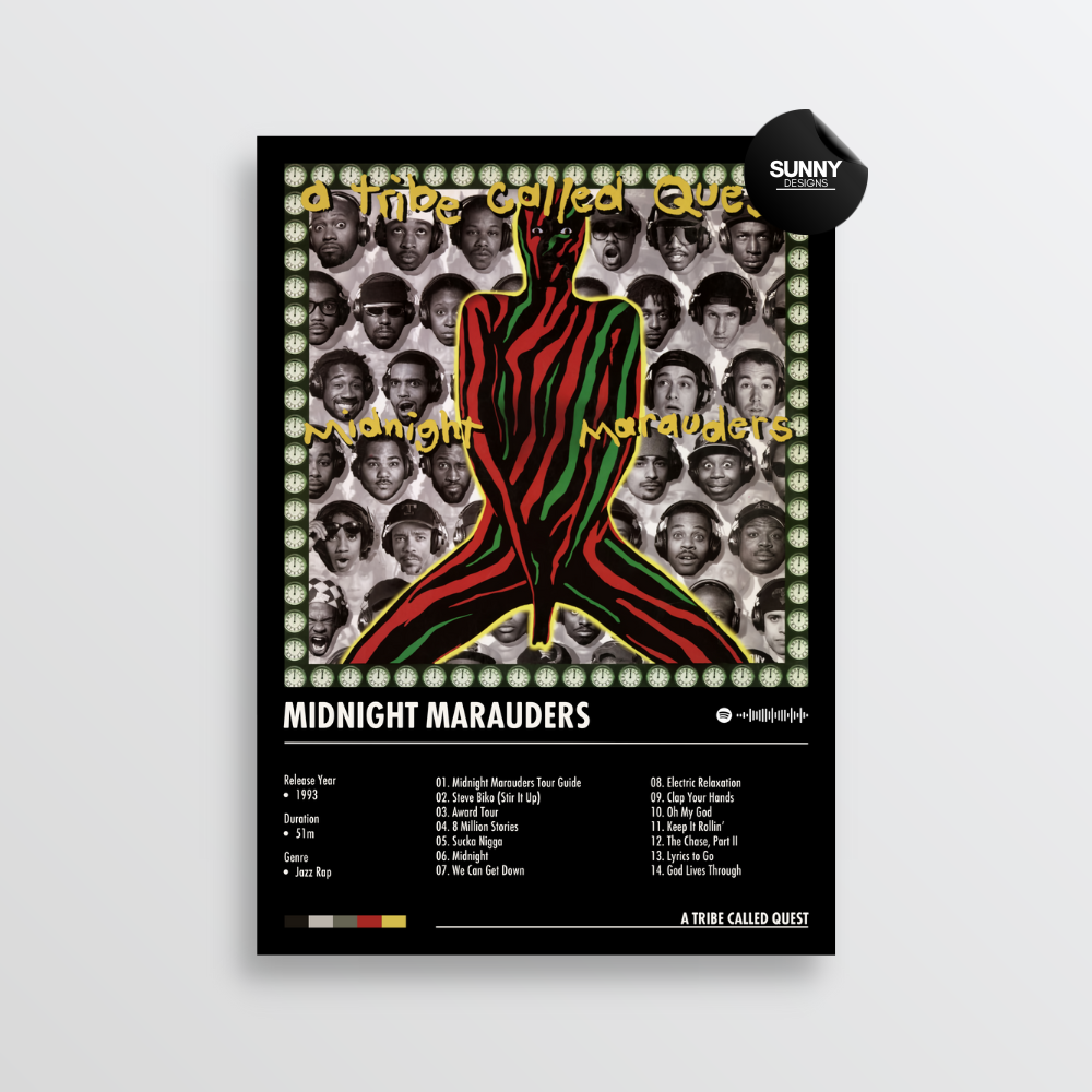 A Tribe Called Quest Midnight Marauders merch custom album cover poster music poster personalized gifts poster mockup poster template album posters for wall Sunny Designs Poster 