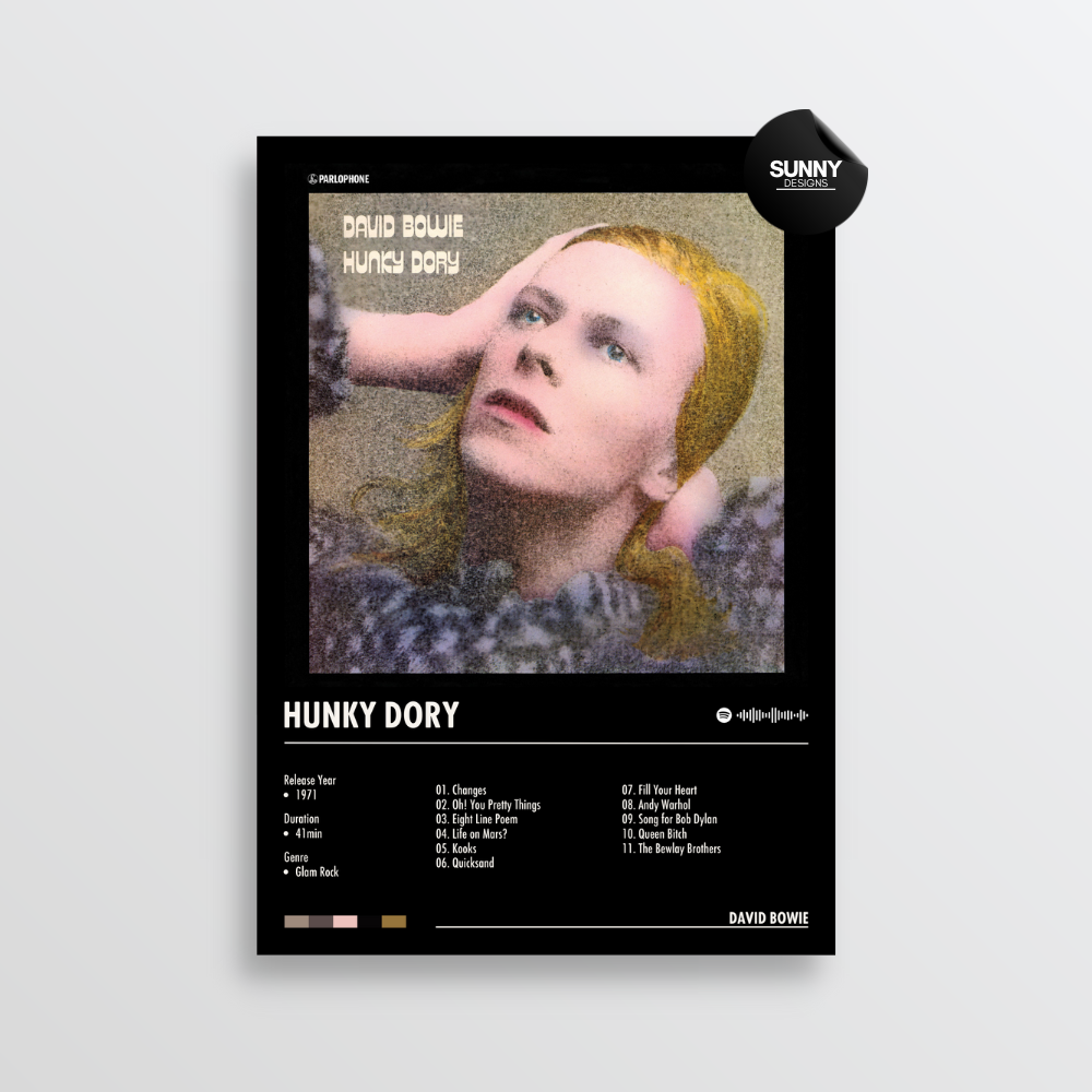 David Bowie Hunky Dory merch custom album cover poster music poster personalized gifts poster mockup poster template album posters for wall Sunny Designs Poster 