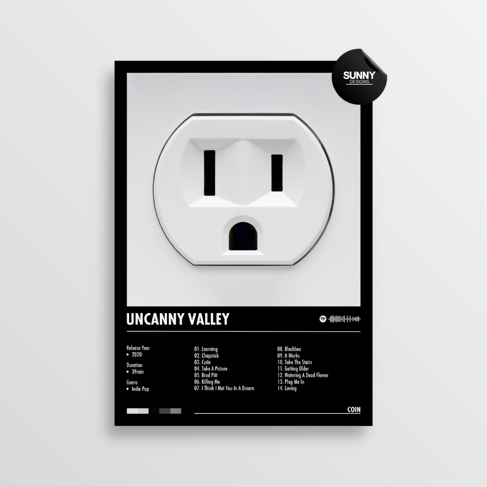 COIN Uncanny Valley merch custom album cover poster music poster personalized gifts poster mockup poster template album posters for wall Sunny Designs Poster 