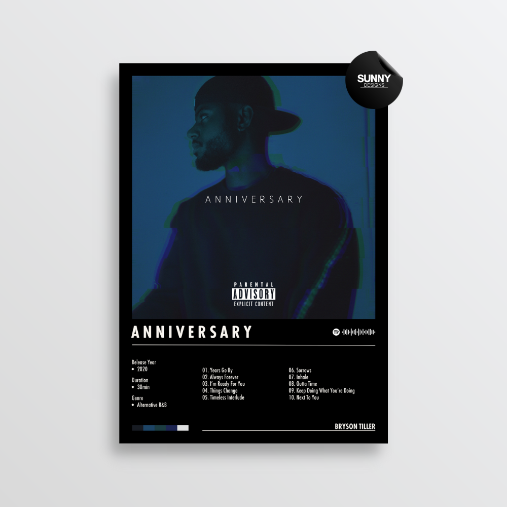 Bryson Tiller ANNIVERSARY merch custom album cover poster music poster personalized gifts poster mockup poster template album posters for wall Sunny Designs Poster 