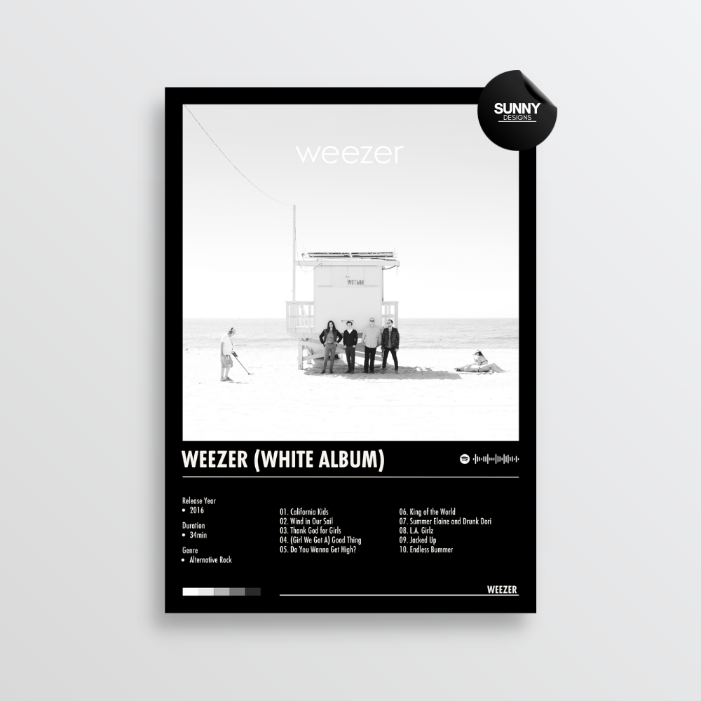 Weezer Weezer White Album merch custom album cover poster music poster personalized gifts poster mockup poster template album posters for wall Sunny Designs Poster
