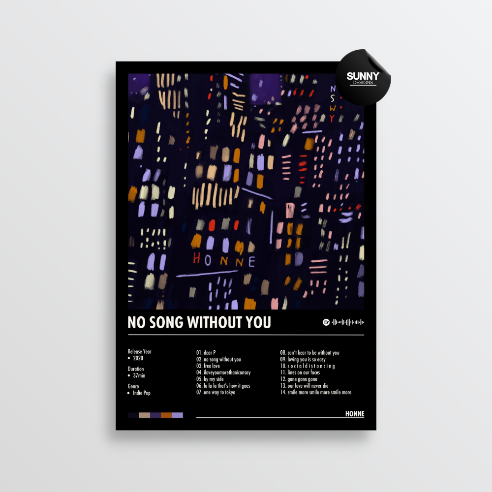 HONNE no song without you merch custom album cover poster music poster personalized gifts poster mockup poster template album posters for wall Sunny Designs Poster 