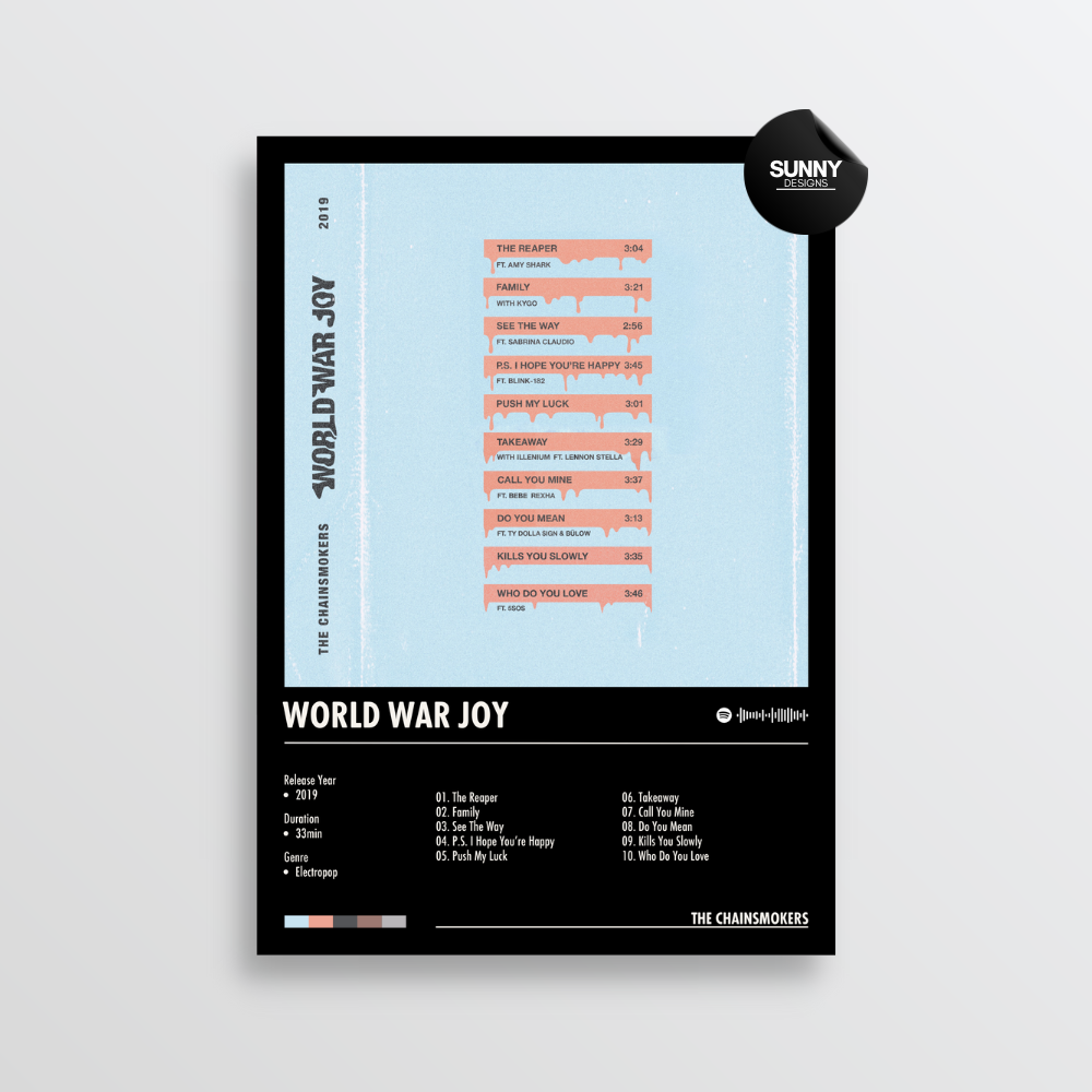 The Chainsmokers World War Joy merch custom album cover poster music poster personalized gifts poster mockup poster template album posters for wall Sunny Designs Poster 