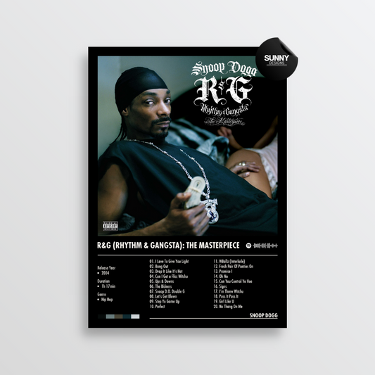 Snoop Dogg R&G (Rhythm & Gangsta): The Masterpiece merch custom album cover poster music poster personalized gifts poster mockup poster template album posters for wall Sunny Designs Poster 