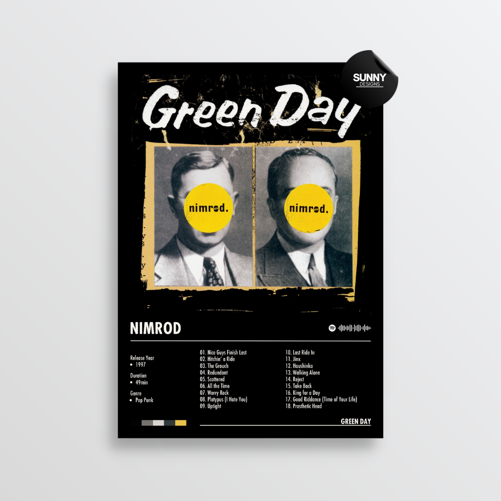 Green Day Nimrod merch custom album cover poster music poster personalized gifts poster mockup poster template album posters for wall Sunny Designs Poster 