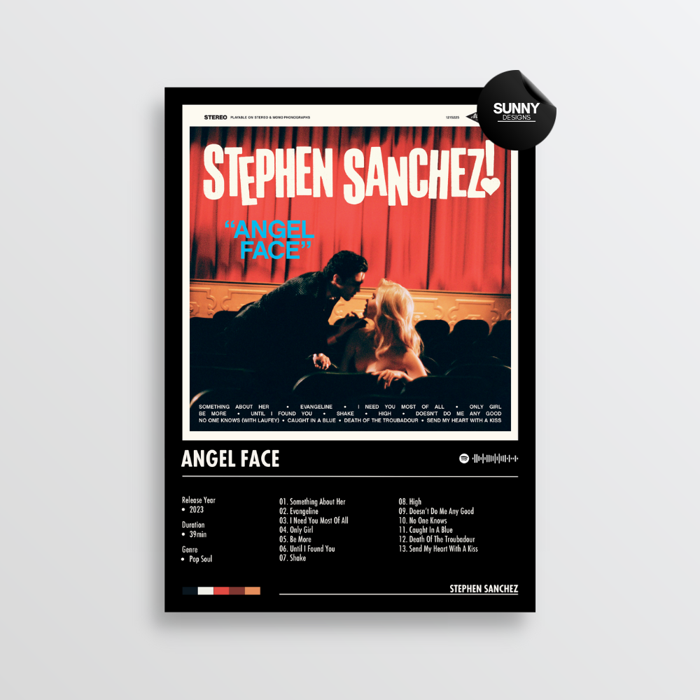 Stephen Sanchez Angel Face merch custom album cover poster music poster personalized gifts poster mockup poster template album posters for wall Sunny Designs Poster 