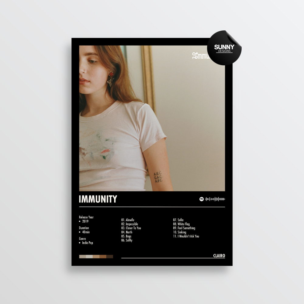 Clairo Immunity merch custom album cover poster music poster personalized gifts poster mockup poster template album posters for wall Sunny Designs Poster 