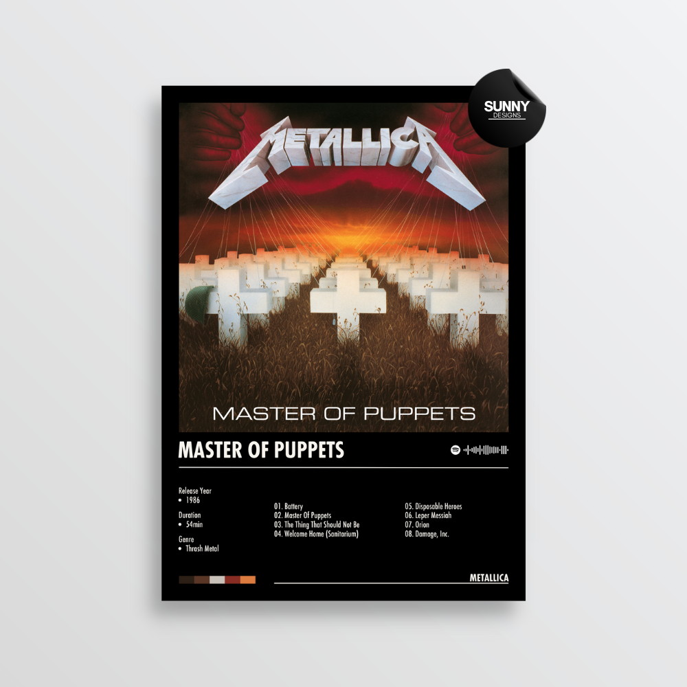 Metallica Master Of Puppets merch custom album cover poster music poster personalized gifts poster mockup poster template album posters for wall Sunny Designs Poster 