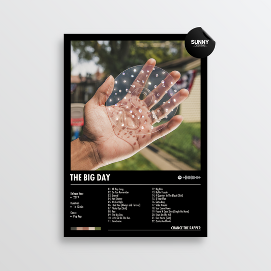 Chance the Rapper The Big Day merch custom album cover poster music poster personalized gifts poster mockup poster template album posters for wall Sunny Designs Poster 