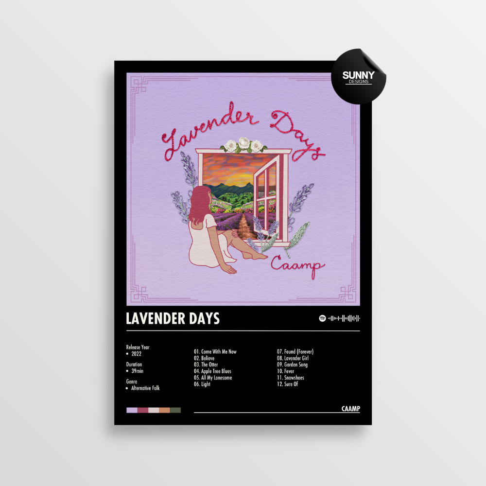 Caamp Lavender Days merch custom album cover poster music poster personalized gifts poster mockup poster template album posters for wall Sunny Designs Poster
