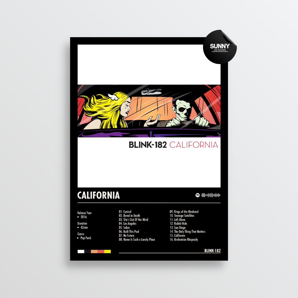 blink 182 California merch custom album cover poster music poster personalized gifts poster mockup poster template album posters for wall Sunny Designs Poster 