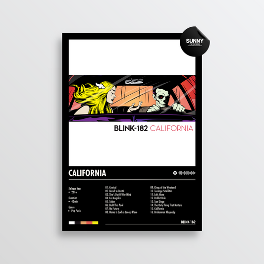 blink 182 California merch custom album cover poster music poster personalized gifts poster mockup poster template album posters for wall Sunny Designs Poster 