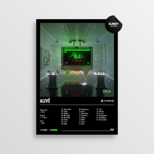 Yeat Alive merch custom album cover poster music poster personalized gifts poster mockup poster template album posters for wall Sunny Designs Poster
