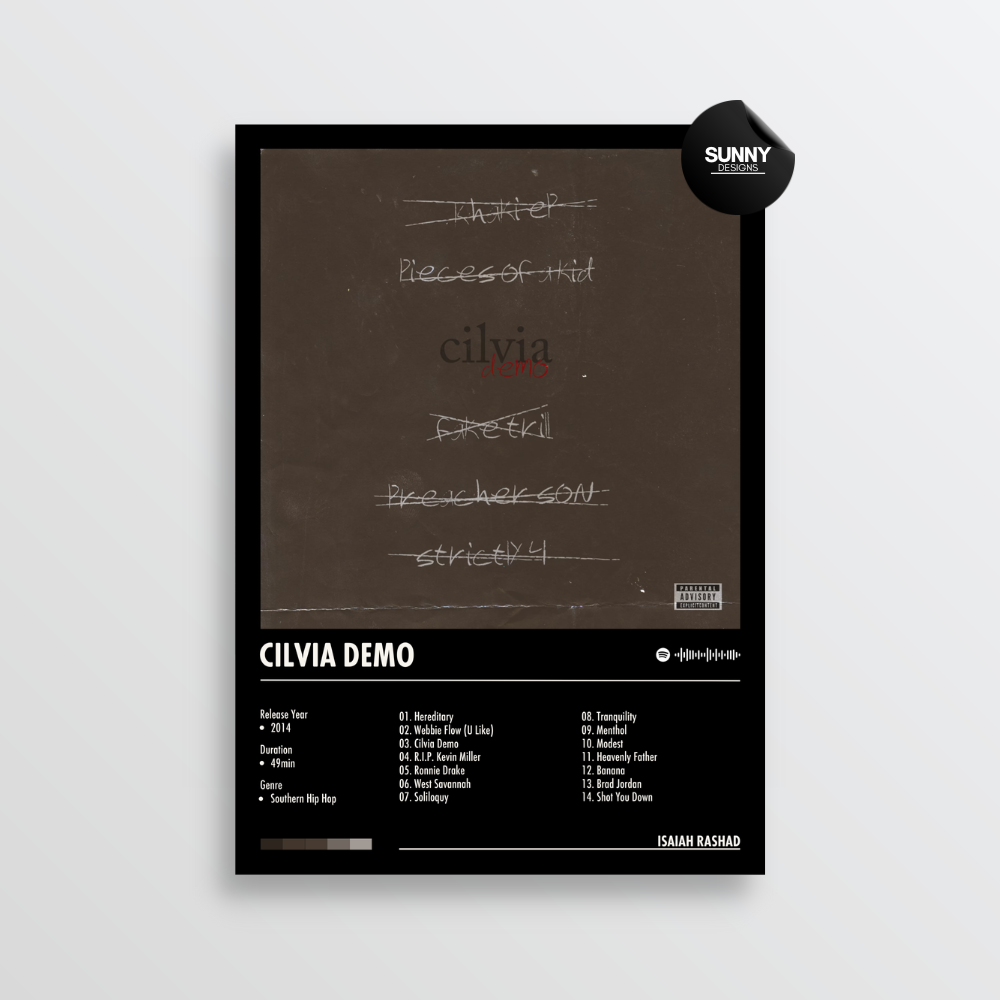 Isaiah Rashad Cilvia Demo merch custom album cover poster music poster personalized gifts poster mockup poster template album posters for wall tracklist Sunny Designs Poster
