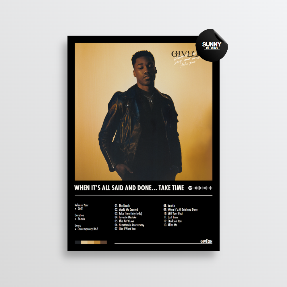 Giveon When It’s All Said And Done Take Time merch custom album cover poster music poster personalized gifts poster mockup poster template Sunny Designs Poster 