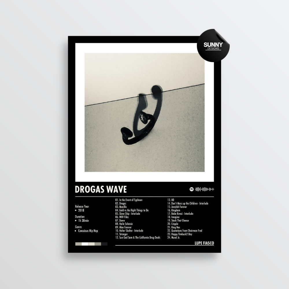 Lupe Fiasco DROGAS WAVE merch custom album cover poster music poster personalized gifts poster mockup poster template album posters for wall tracklist Sunny Designs Poster
