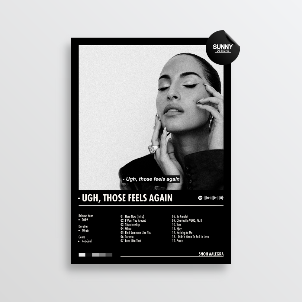 Snoh AalegrA Ugh those feels again merch custom album cover poster music poster personalized gifts poster mockup poster template album posters for wall Sunny Designs Poster 