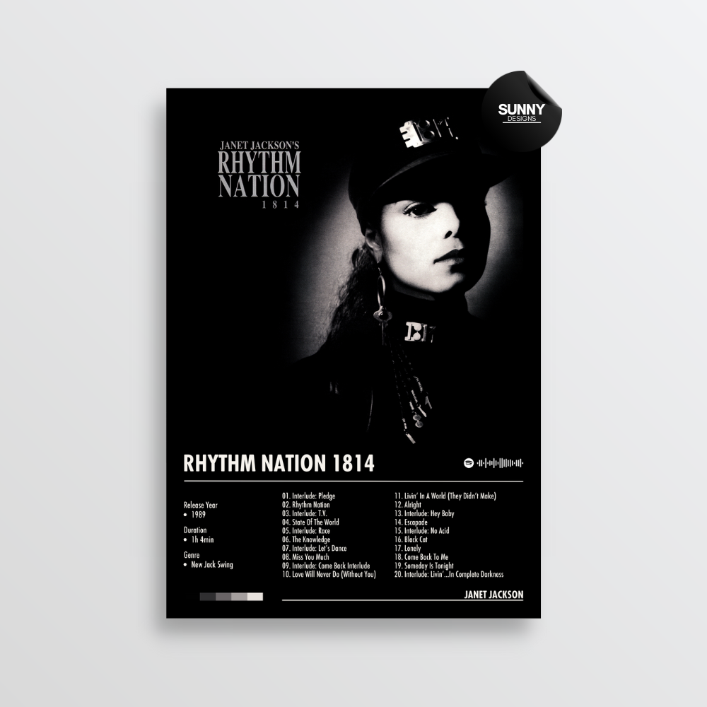 Janet Jackson Rhythm Nation 1814 merch custom album cover poster music poster personalized gifts poster mockup poster template album posters for wall Sunny Designs Poster 