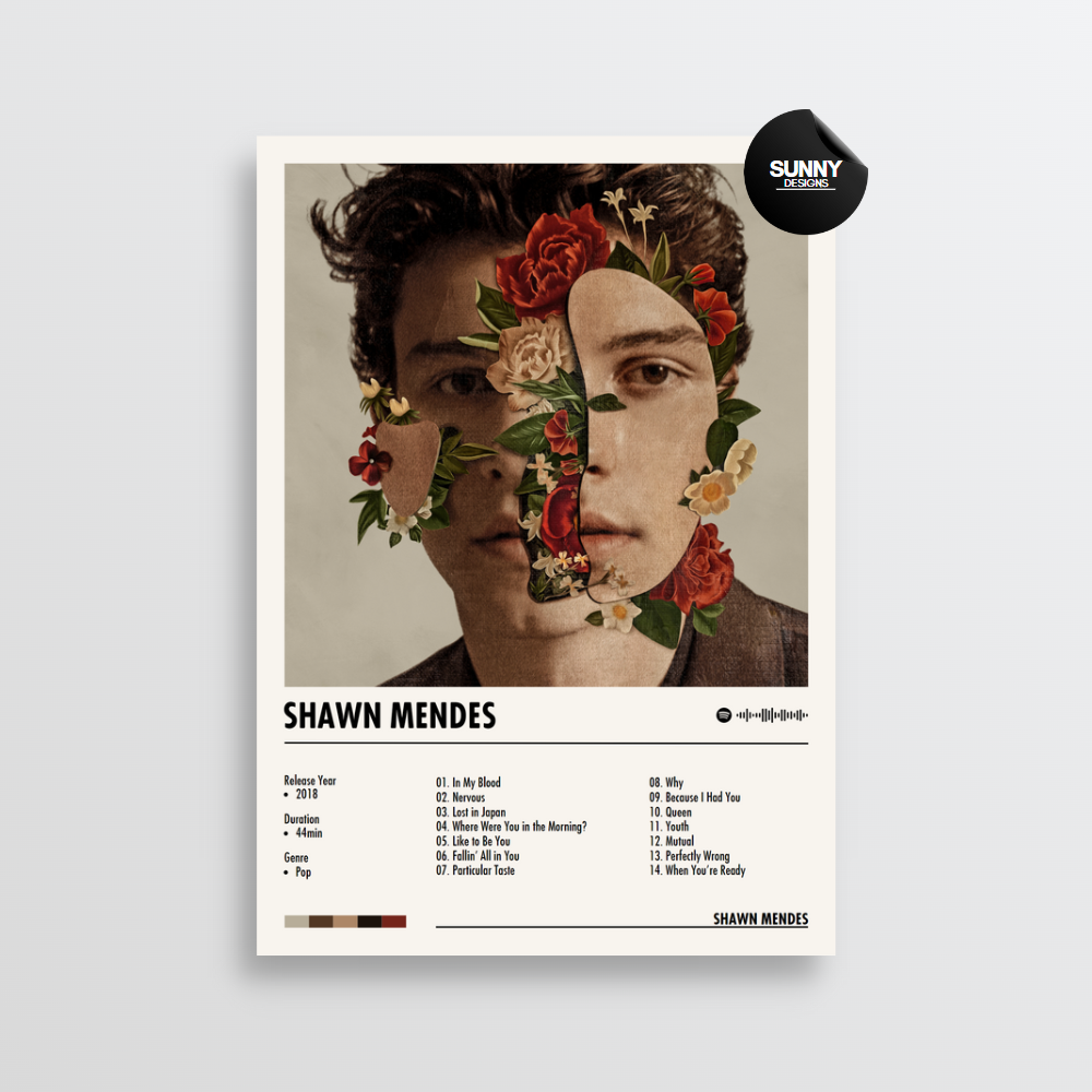 Shawn Mendes Shawn Mendes merch custom album cover poster music poster personalized gifts poster mockup poster template Sunny Designs Poster 