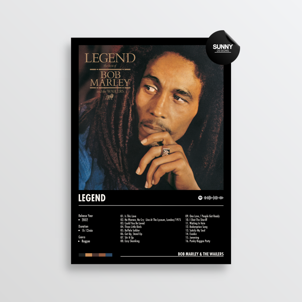 Bob Marley and The Wailers - Legend The Best Of Bob Marley And The Wailers merch custom album cover poster music poster personalized gifts poster mockup poster template album posters for wall Sunny Designs Poster 