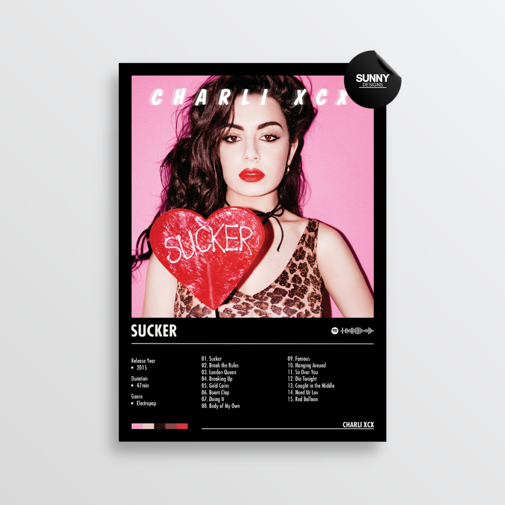 Charli XCX SUCKER merch custom album cover poster music poster personalized gifts poster mockup poster template album posters for wall Sunny Designs Poster 