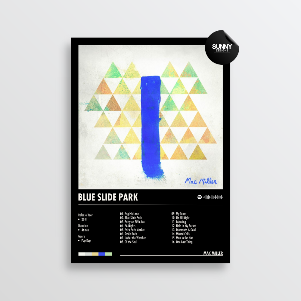 Mac Miller Blue Slide Park merch custom album cover poster music poster personalized gifts poster mockup poster template album posters for wall Sunny Designs Poster 